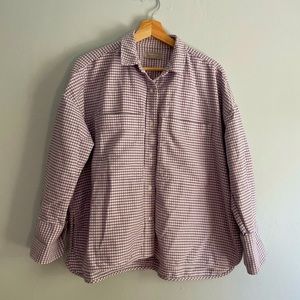 Everlane Boxy Oxford Shirt Lilac Gingham Sz M